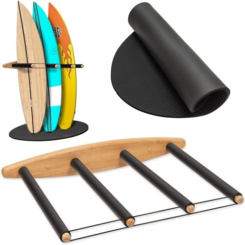 Hang 11 Surfboard Rack - Nachhaltige Wandhalterung aus Holz mit Gummimatte, Vertikale Aufbewahrung für Surfboard SUP Paddle Board Snowboard & Wakeboard, Perfekter Ständer zum Aufbewahren Ihres Boards,