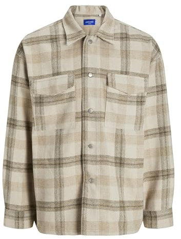 JACK&JONES JORVESTERBRO Check Overshirt LS SN skjortjacka, antik vit, XL, Antik vit, XL
