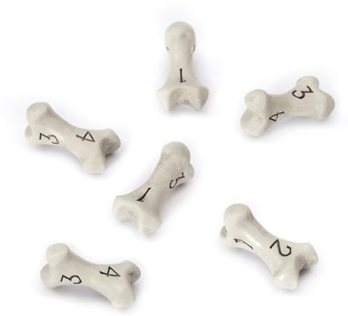 LYNX D4 Würfel Set - Set aus Sechs Würfel 4 Seitig - Skull & Bone/Schädel & Knochen W4 DND Würfel Für Pen and Paper, Dungeons & Dragons, Warhammer, D&D, Pathfinder, Magic The Gathering (MTG) (Weiß)