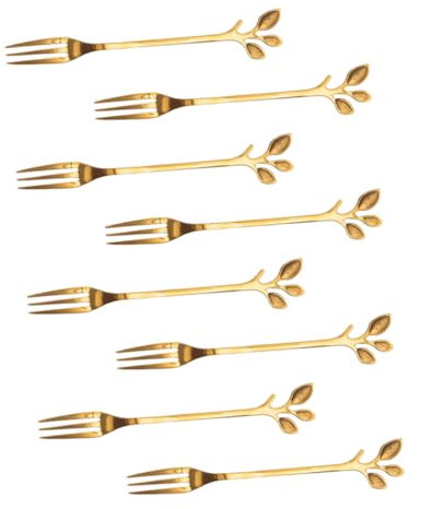 OUNONA 8pièces Piques à Fruits Acier Inoxydable Lot De Fourchettes à Dessert Avec Motif De Durables Et Faciles à Nettoyer