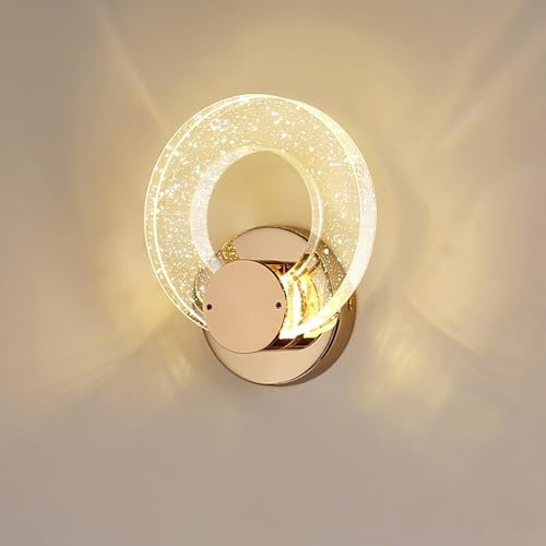 YOOCHUENG Wandleuchte Innen Kristall Gold LED Wandlampe für Schlafzimmer,L | Bohrbefestigung,12 W,Dreifarbig (Warm/Weiß/Neutral),Art-Déco Stil,Hochwertige Verarbeitung,für Wohnzimmer Treppenhaus Hotel