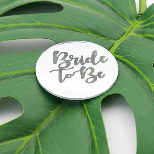 Bride To Be Cupcake Toppers Engraved Discs - Pack of 6 - Hen Party Cupcake Toppers - Engagement Cupcake Toppers - Acrylic Mirror Cake Topper - Silver