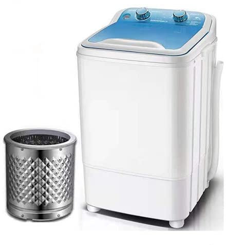 BAOSHIDAER Machine à Laver à tubulons Portable avec Panier de Drain Mini - 7 kg Capacité de Lavage Power 400W pour Les Appartements, Camping, dortoir, Noir