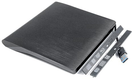 Carcasa externa ultradelgada USB 3.0 para reproductor de DVD, CD, Blu-ray, grabador, portátil, portátil, PC, interno, 9,5 mm, unidad óptica SATA delgada, color negro