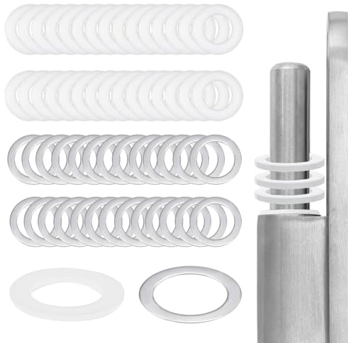 Katyjun Arandelas de bisagra de puerta, anillos para puerta de habitación, plástico, 50 unidades, acero inoxidable, 50 unidades