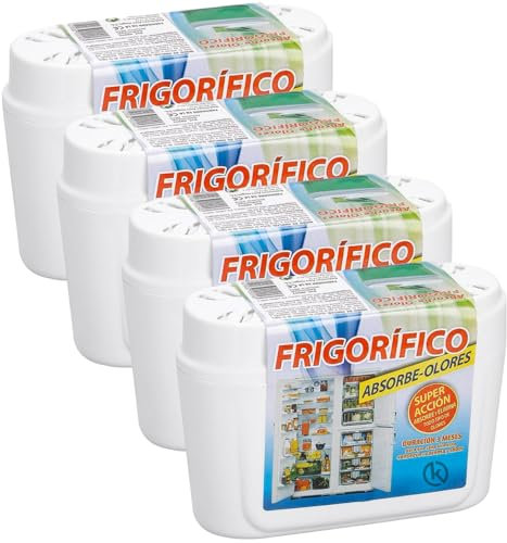 KROWN - Absorbe Humedad, Deshumidificador Antihumedad Habitación, Atrapa Humedad Interior para Armarios, Cocina, Coche, Trasteros, Baños (Absorbe Olores Frigo, 4 Unidades)