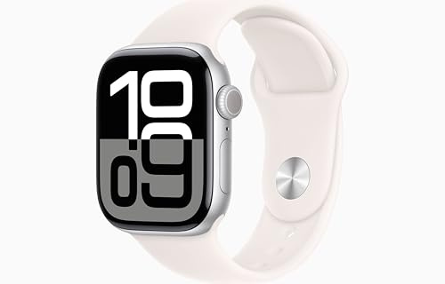 Apple Watch Series 10 [GPS + Cellular, 46mm] - Boîtier en Aluminium Argent avec Bracelet Sport Rose Tendre , M/L (Reconditionné)