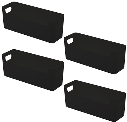 FYting Aufbewahrungskorb,4 Stück Badezimmer Organizer, Schubladen Organizer | Schminktisch Organizer,U-Port-Organizer Box für Schreibwaren, Socken, Unterwäsche, Datenkabel(Schwarz,25,5 x 8,5 x 8 cm)