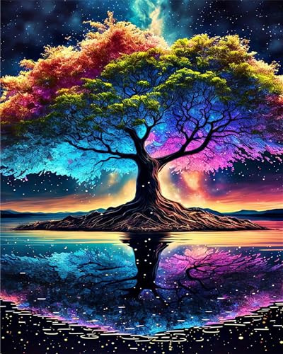 Lehaha 5D Diamond Painting Kit Completo per Adulti,Cartoon Diamond Art Kits for Kids Beginners,Stitch Kit Pittura Diamante Come Regalo per Bambini,DIY Strass Ricamo Punto Croce,Albero(30x40cm)