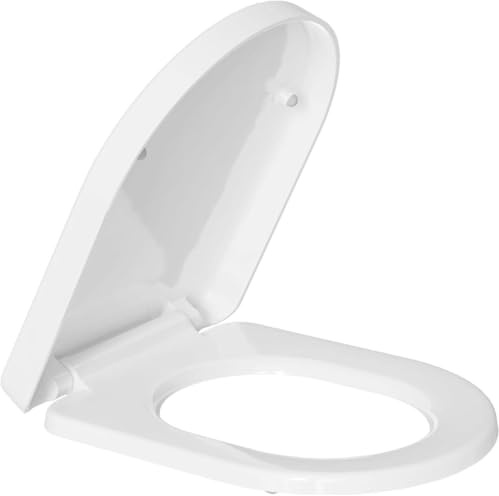 TODOT Abattant WC Blanc Duroplast Thermoplastique Déclipsable Forme D avec Frein de Chute Charnière Réglable, Dégagement Rapide à Un Bouton