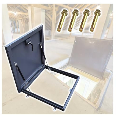 ZJKXJH Flat Roof Access Hatch Doors Residential, Commercial Locked Pitched Rooftop Skylight/Basement Window Well/Manhole Covers, Square Rectangle Metal Security Door Lid(32x34in/81x86cm)