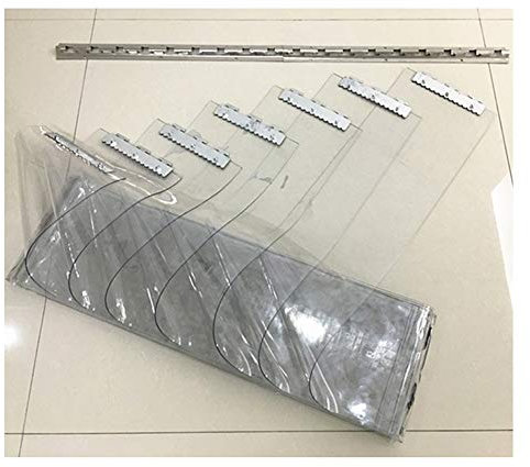 PVC-Streifenvorhang Für Gefrierschrank-, Kühl- Und Lagertüren, Gerippte Kunststoffplatte, Dicke 1,7 Mm, Je 185 Mm, Mit Edelstahlschiene (7 Stück, 1,05 X 2,2
