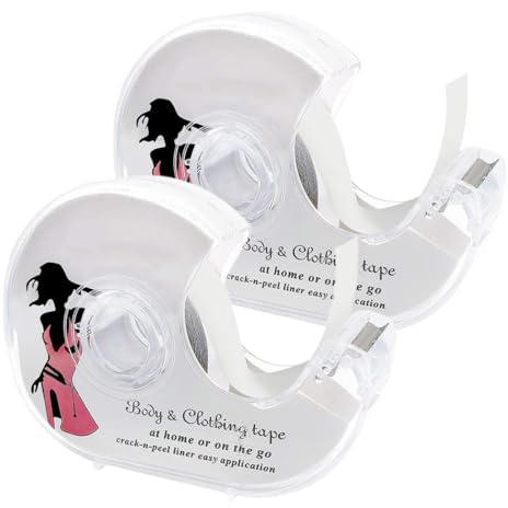 SGERUFZ 2 Rouleaux Fashion Tape, 5m adhésif double face transparent, pour vêtements et corps, idéal pour robes de soirée, mode nuptiale, urgences de mode et usage quotidien