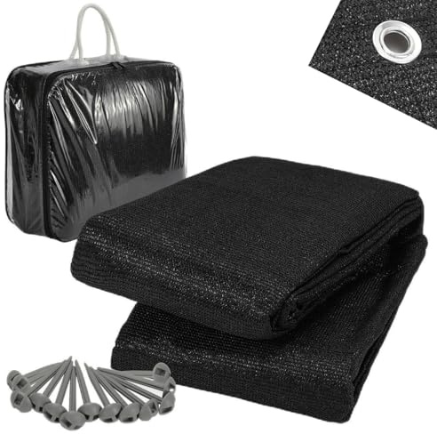 Fiqops förtältmatta 300 x 300 cm, tältmatta campingmatta utomhus med öljetter bärväska, 100 % HDPE 13 pinnar som andas, halkfri, tvättbar, mögelfri, UV-stabiliserad, svart