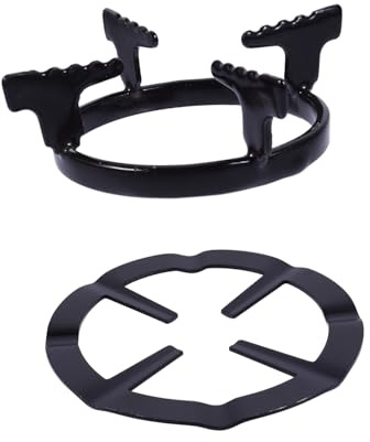 HEALEEP Soporte para Estufa de Gas de Hierro Negro, Rejilla Redonda Antideslizante para Ollas y Cafetera, Accesorio para Cocina Hogar y Restaurante, Incluye 1 Soporte Grande y 1 Pequeño