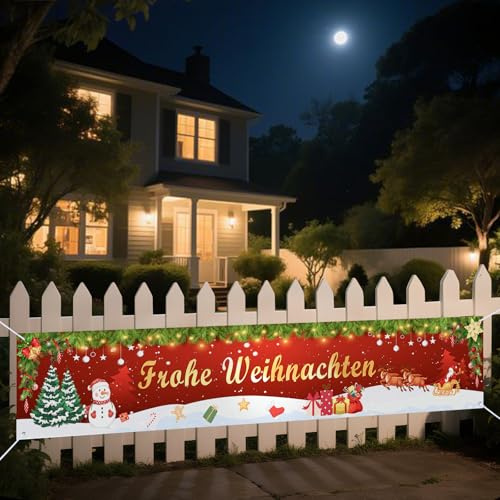 Seutgjie Weihnachtsdeko Outdoor Indoor Merry Christmas Banner 300 * 50cm Hintergrund Dekoration Weihnachten