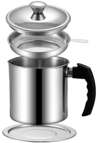 FUNNETOYU Aceitera De Acero Inoxidable Con Colador Integrado Recipiente Para Filtro De Aceite Y Almacenamiento De Grasa Usada De Cocina Vierte Fácilmente Aceite Caliente Sopa O Salsa