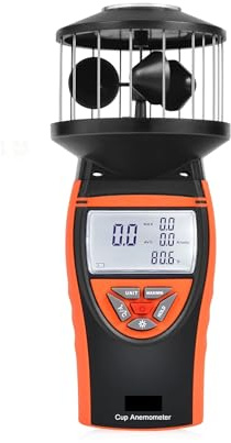 YQVEOT Anemometro Digitale, Anemometro Digitale for Esterni, misuratore di velocità a Coppa del, misuratore del ad Alta precisione for misurare la velocità del e la Temperatura