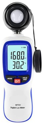 luxmetro digitale, Luxmetro Digitale Di Precisione Misuratore Intensità Luminosa Professionale Termometro Illuminometro 0-20000 Lux Mantenimento Dati per Case Agricoltura Magazzini