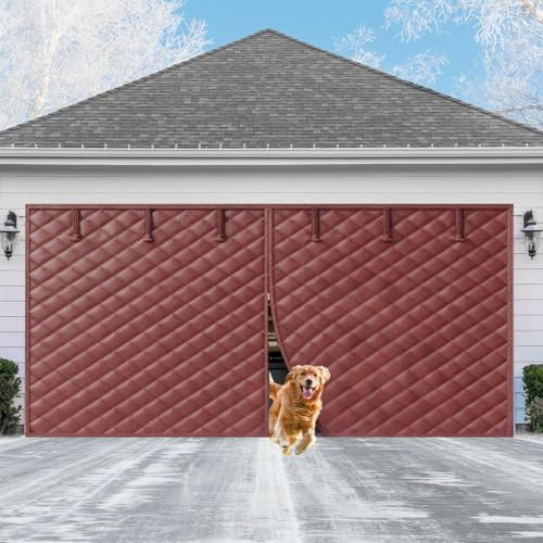 Rideau Occultant Thermiques Isolation Porte De Garage Rideau Isolant Thermique 244cm 213cm 488cm 274cm Froid Isolant Phonique(Café,W381*H290 CM)
