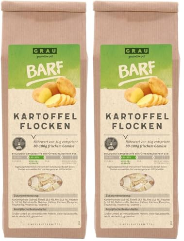 GRAU – l'originale – verdure essiccate per BARF per cani - fiocchi di patate, 1 confezione (1 x 150 g), alimento complementare per cani (Confezione da 2)