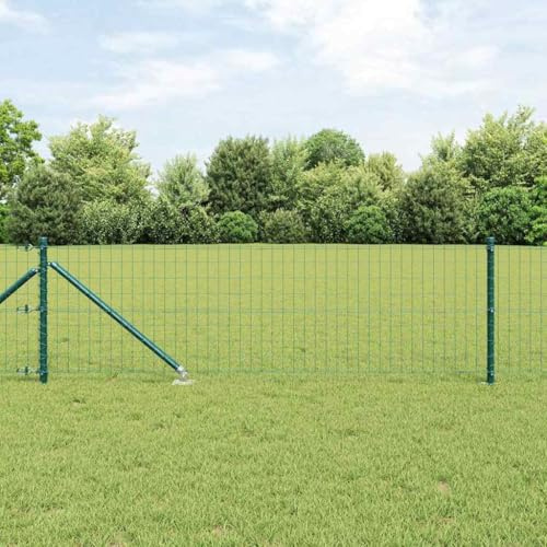Gartenzaun Zierzaun,Zaun mit Pfosten Grün 0,4 x 25 m Stahl,Steckzaun für Garten Balkon und Terrasse