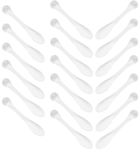 Toyvian Lot de 20 Cuillères en Acrylique Transparent pour Crème et Masque Facial Bâtons de Massage Oculaire Multifonctions Outil Cosmétique Pratique pour Soin du Visage à Domicile et