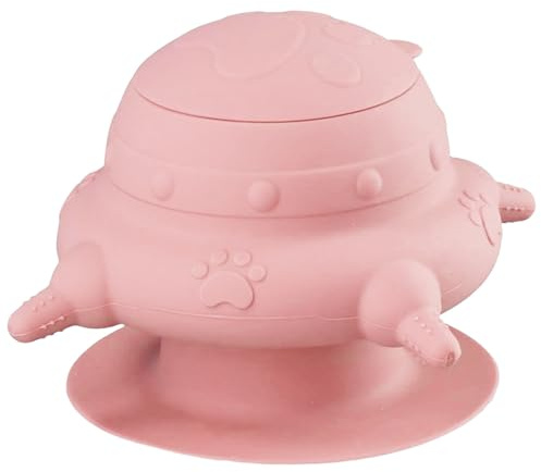 Biberons pour chiots pour l'allaitement du lait pour chiot, mangeoire à 4 tétines avec ventouse puissante, bol d'allaitement en silicone de qualité alimentaire avec couvercle amovible, mangeoires pou