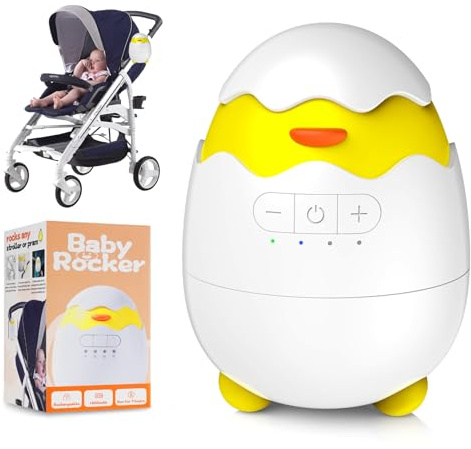 Robofun Kinderwagenschaukler- Das Original Schlafhilfe für Baby, 5 Einstellbare Schaukelintensitäten, USB-C Aufladbar, Tragbare Schaukelfunktion für Den Kinderwagen Beweger Elektrisch, Weiß