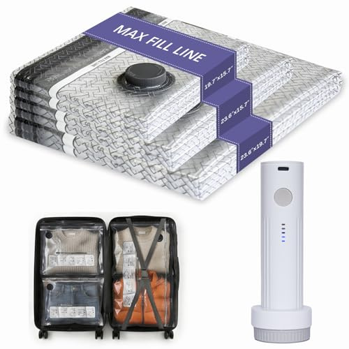 Vacuum Travel Bags with Cordless Electric Pump, 9 Pcs Super handy - Strong Vacuum Storage Bags Space Saver for Clothes, Travel,Home Organization (3 Large/3 Medium/3 Small)