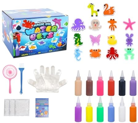 Wassergel Spielzeug | 12 Farben 14 Formen Tier Bastelsets | Meereswesen Lustige Gel-Wasserwesen,für Kinder und Mädchen Schule Klassenzimmer Vorschule Zuhause Reisen und Party
