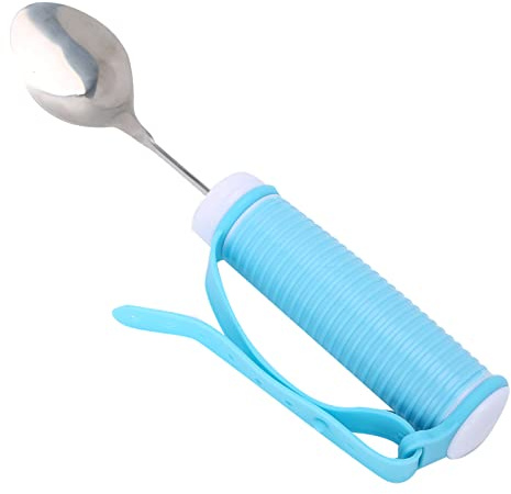 Pongnas Ayudas para Comer, Tenedor-cuchara Giratorio de 360° con Ajustable y Material de Acero Inoxidable, para Rehabilitación de Manos de Ancianos, Pacientes con Accidente