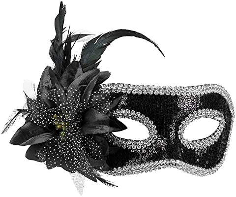 Boland - Augenmaske Venice Fiore | Schwarz-silberne Maske für Kostüm, Karneval, Maskenball und Mottoparty, Venedig