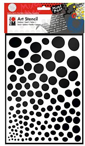 Marabu 0285000000011 - Art Stencil, Motivschablone für effektvolles Schablonieren auf Papier, Keilrahmen, Holz und Textilien, PVC - frei, lasergeschnitten, wiederverwendbar, DIN A4, Growing Dots