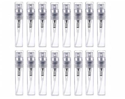 Botella de vidrio pulverizadora transparente de 5 ml para perfume, vacía para viajes, fiestas, útiles de maquillaje, 20 unidades