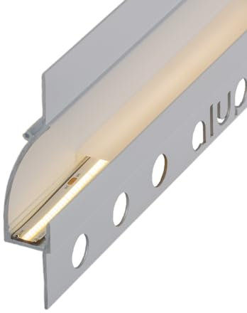 Alupona Pito96 LED Trockenbauprofil - 1x 2 m - Langlebige Aluminium Profilleiste für LED Streifen bis 13 mm Breite - Perfekt für Rigipsplatten - Trockenbauschiene weiß lackiert + Abdeckung milchig