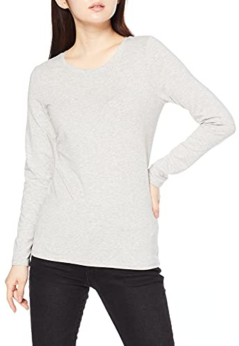 Amazon Essentials Women's Classic-Fit Long-Sleeve Crewneck T-Shirt (Available in Plus Size), Light Grey Heather, X-Large