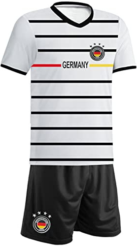 Blackshirt Company Deutschland Kinder Trikot Set Fußball Fan Zweiteiler Weiss Schwarz