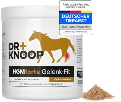 Pferd Gelenkpulver Senior - Teufelskralle + Grünlippmuschelpulver + Glucosamin, steigert Bewegunsgfreude im Alter, HGMforte 900 g, von Tierarzt Dr. Knoop
