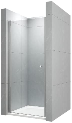 Heilmetz Duschtür für Nische 90 x 185 cm Dusche Pendeltür, Duschkabine Schwing Glastür Nischentür Dusche Duschtüren Duschabtrennung aus 6mm ESG Sicherheitsglas mit Beidseitiger Nano Beschichtung
