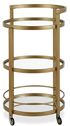 Henn&Hart 21 Wide Round Bar Cart in Brass, Bar Carts for the Home