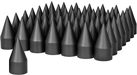 United Pacific 10000CB Wheel Lug Nut Cover Set, 33mm x 4-1/8, Black, Spike, Thread-On