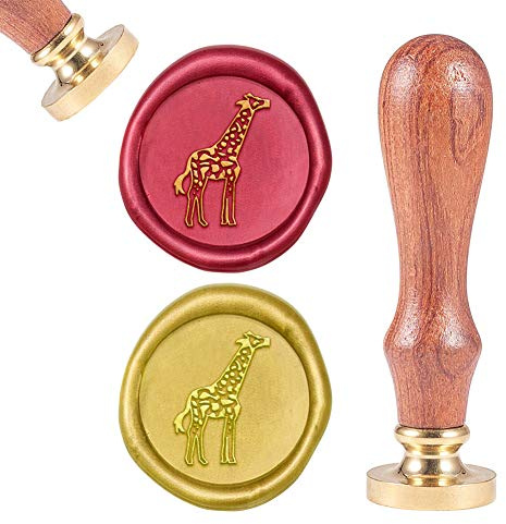 craspire Wachs Siegel Stempel Giraffe Tierversiegelung Wachs Stempel Golden Wachs Siegel Abnehmbarer Messingkopf Naturholzgriff Für Umschlag Einladung Hochzeitsverzierung Flasche Dekoration
