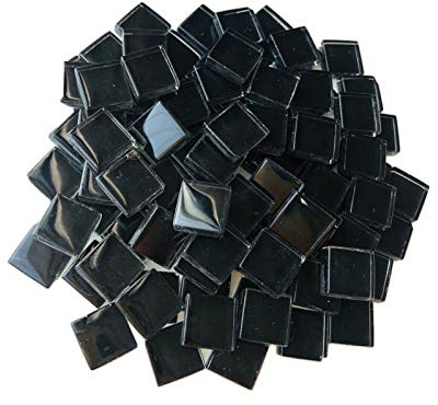 Mosaikfliesen, quadratisch, schwarze Kristalle, Mosaik-Glas-Fliesen für Bastelarbeiten, DIY, Bilderrahmen, handgefertigt, Schmuck, Untersetzer, Kunstmaterial, Dekoration, 1 x 1 cm, 100 Stück