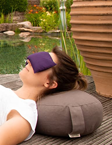 Herbalind Set Ø 33 cm Yogakissen Chi Meditationskissen mit Augenkissen! Yoga Kissen mit Bio Dinkelspelz, Oeko TEX Bezug waschbar. Höhe 12 cm Sitzkissen, Sitzsack, Bodenkissen Tragegriff, anthrazit