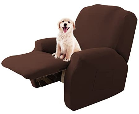 Lydevo Stretchhusse für Relaxsessel Stretch Sesselbezug Relaxsessel Sesselschoner für Relaxsessel 4-Teilig Set mit Seitentasche rutschfest Waschbar Recliner Cover,Kaffee