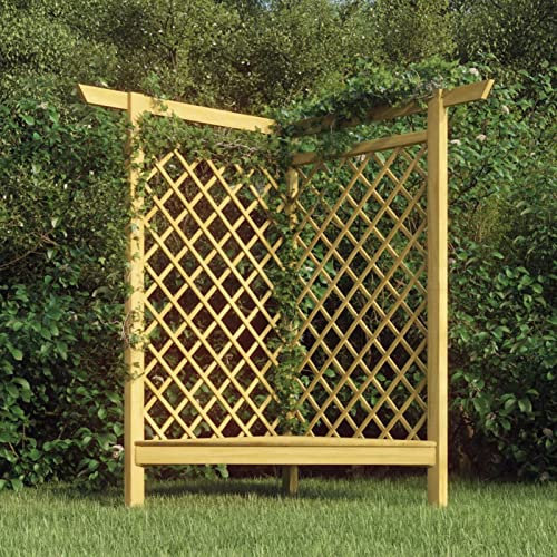 Festnight Pergola Holz mit Bank 166x81x174 cm Rankgitter Eckpergola Gartenpergola Rankhilfen für Kletterpflanzen Rosenbogen Garten Kiefernholz Imprägniert