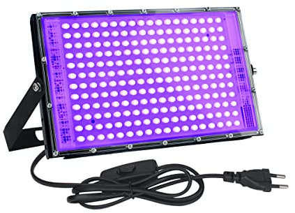 CREATESTAR Lumiere Noire LED 150W, Projecteur Lumière UV Extérieur, 395-400nm, Lumière Violette de Fête IP65 étanche pour Bar, Halloween, Soirée, Aquarium, Néon, Effets Fluorescents
