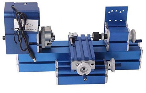 Mingfuxin Mini-Metall-Drehmaschine, CNC-DIY-Werkzeug, Banktop, Holzdrehmaschine, Holzbearbeitung für Hobby, Wissenschaft, Bildung, Modellbau (blau)