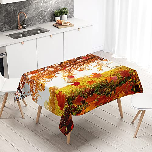 Morbuy Tischdecke Abwaschbar Ahorn Drucken Tischtuch Rechteckig Tischwäsche Gartentischdecke Outdoor Tischdekoration Wasserdicht Polyester Pflegeleicht (140x180cm,Herbst)